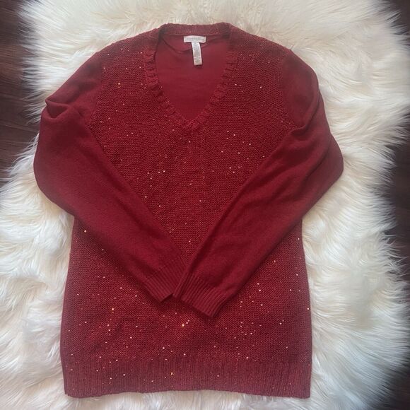 Holiday Sweater Charter Club Size XL Red Sequins Sparkles Christmas New Year's - Picture 8 of 13